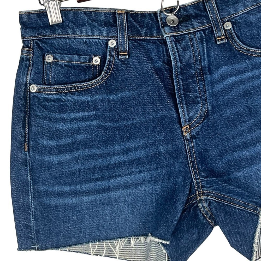 Rag & Bone Dre Low-Rise Denim Shorts Cambria Dark Indigo Raw Hem 28 NEW - Picture 4 of 15